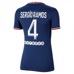 Camisola Paris Saint-Germain Sergio Ramos 4 Mulher Equipamento Primeiro 2021-2022 Manga Curta